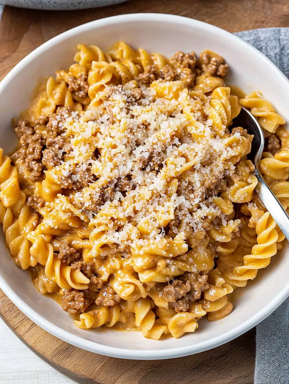 Massa Cremosa com Carne em Uma Panela