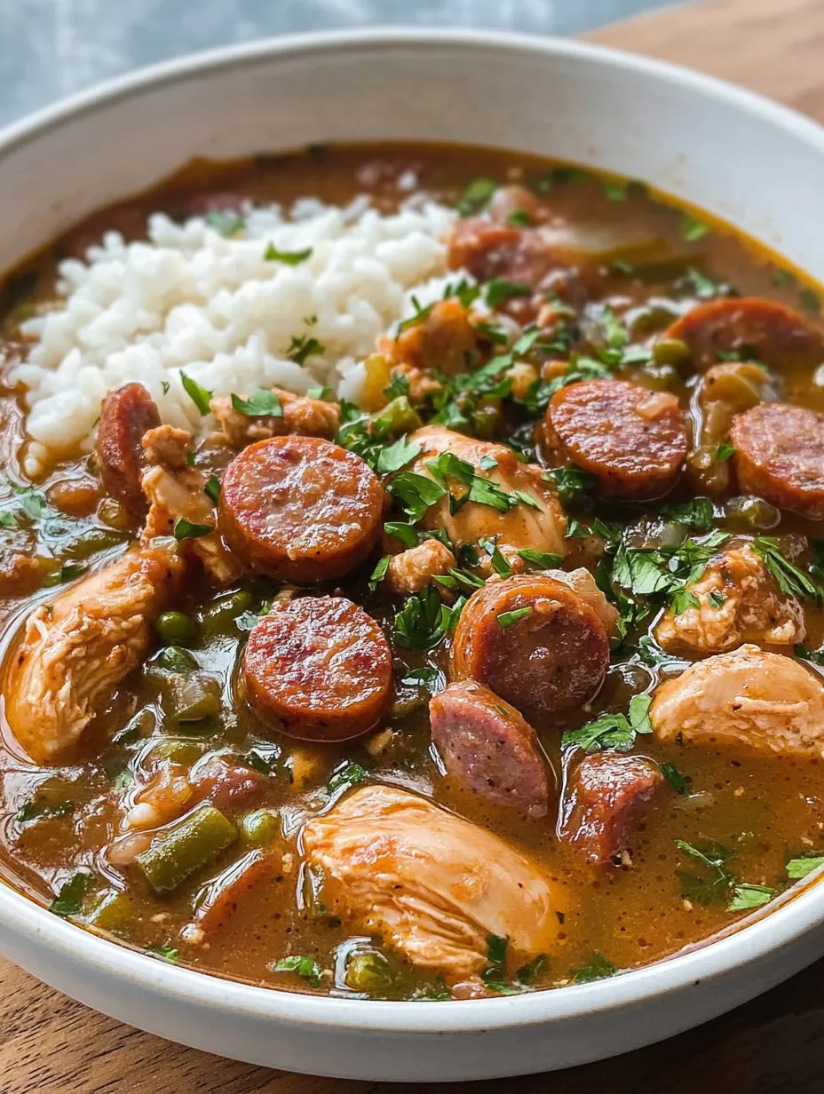 Gumbo Caseiro de Frango e Linguiça