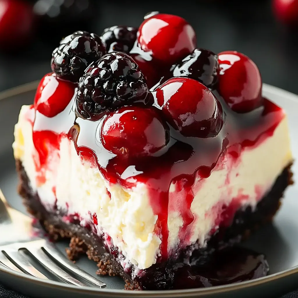 Close-up do Cheesecake Floresta Negra Decadente