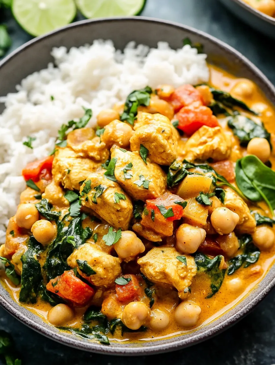 Curry de Frango e Grão-de-bico com Coco e Espinafre