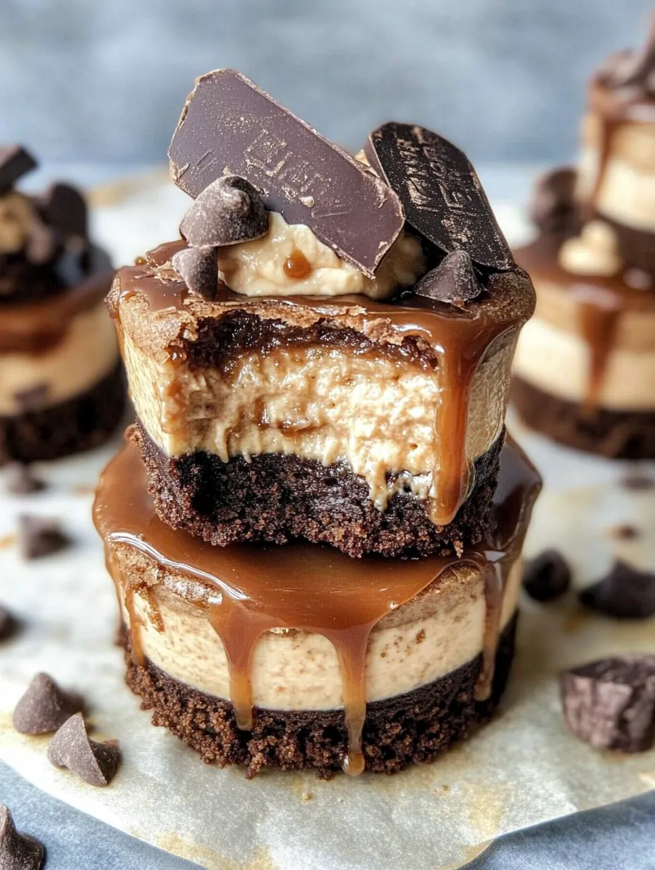 Cheesecakes Crus de Brownie com Caramelo Caseiros