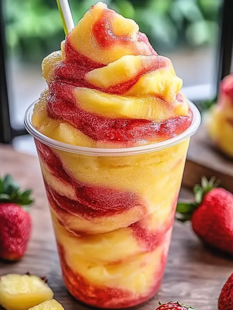 Suco Gelado Mesclado de Abacaxi e Morango