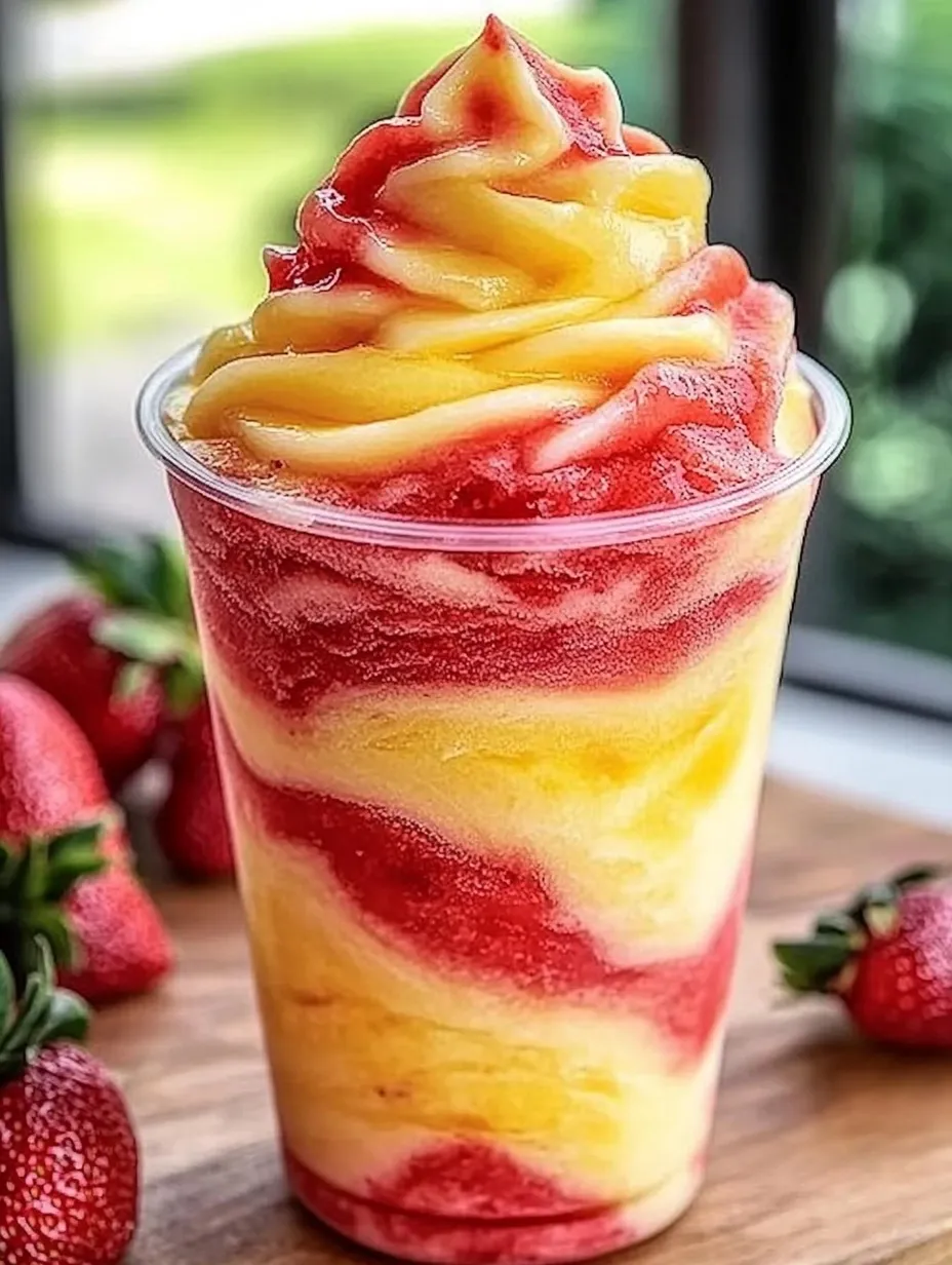 Suco Gelado Mesclado de Abacaxi e Morango Caseiro