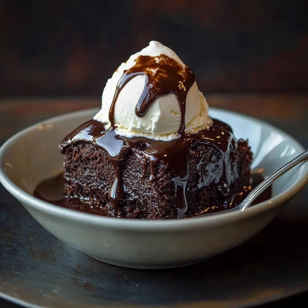 BOLO COM CALDA QUENTE DE CHOCOLATE