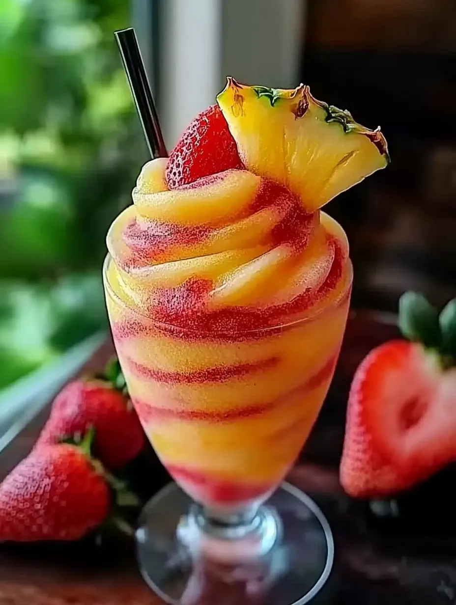 Melhor Bebida Gelada Mesclada de Abacaxi e Morango