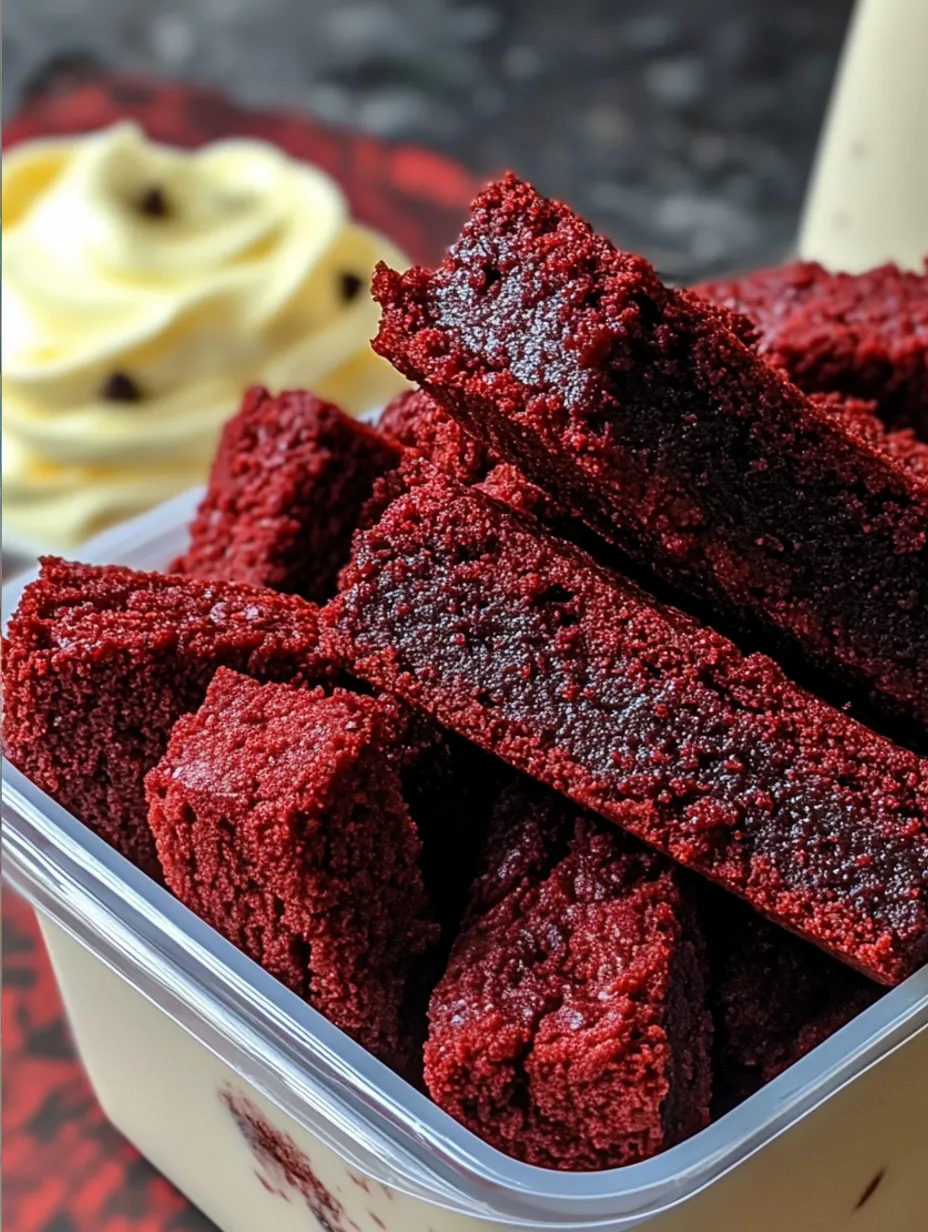 Receita de Palitos de Brownie Vermelho com Mergulho de Cheesecake