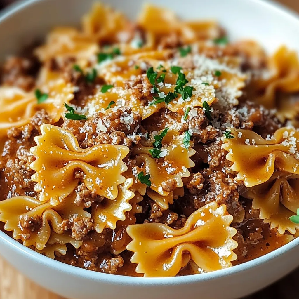 Massa Cremosa com Carne em Molho de Alho