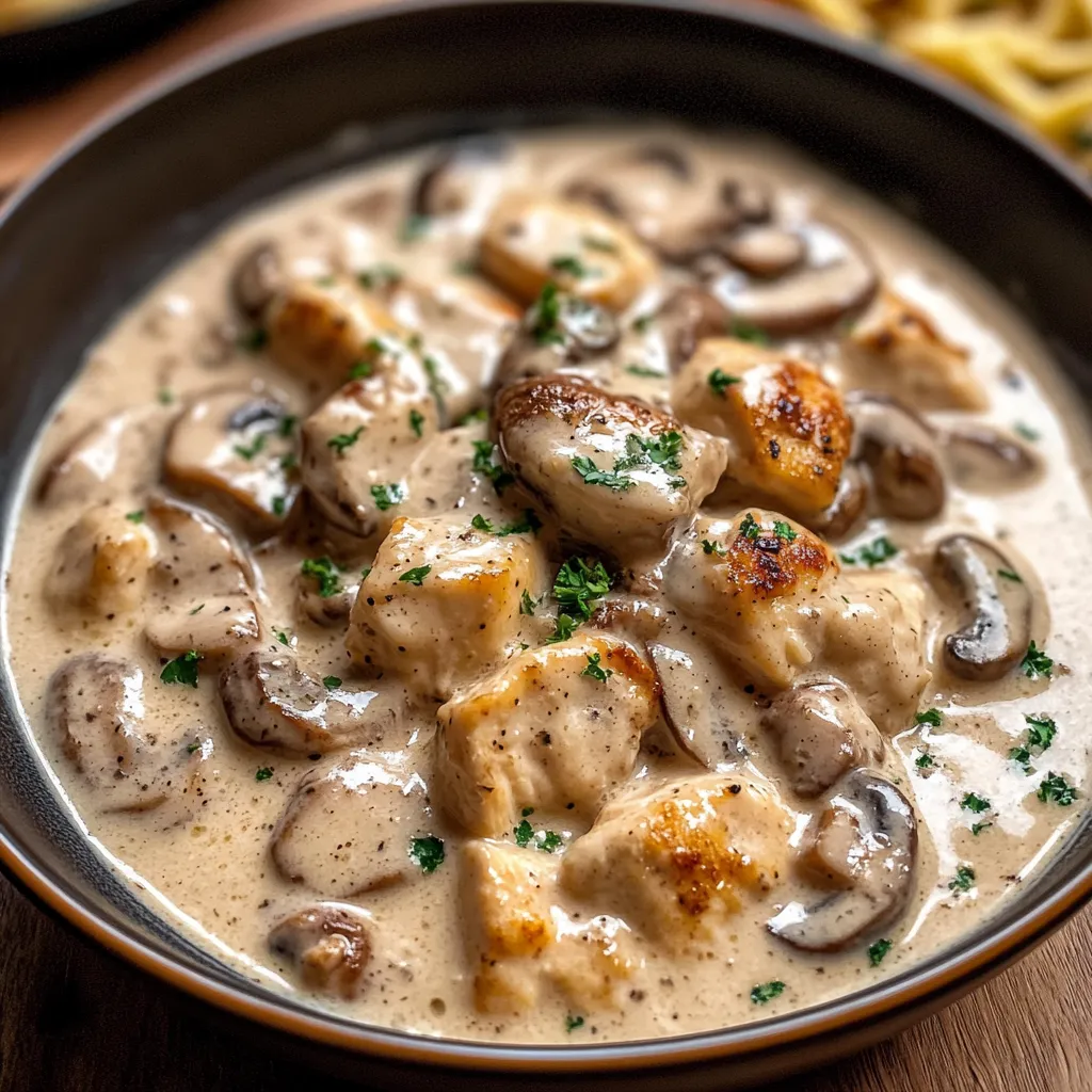 Strogonoff de Frango com Cogumelos