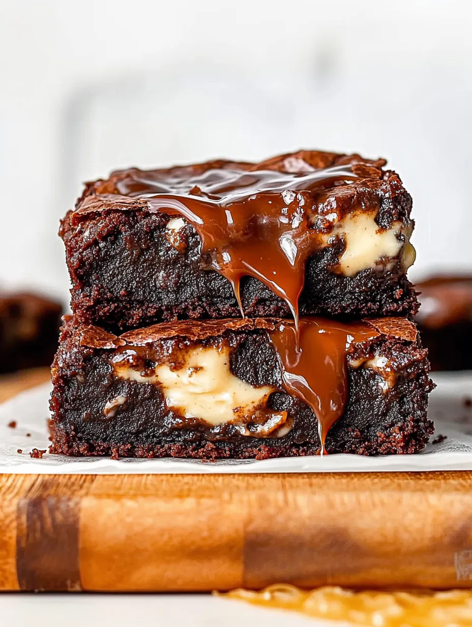 Brownies de Cheesecake com Doce de Avelã e Caramelo