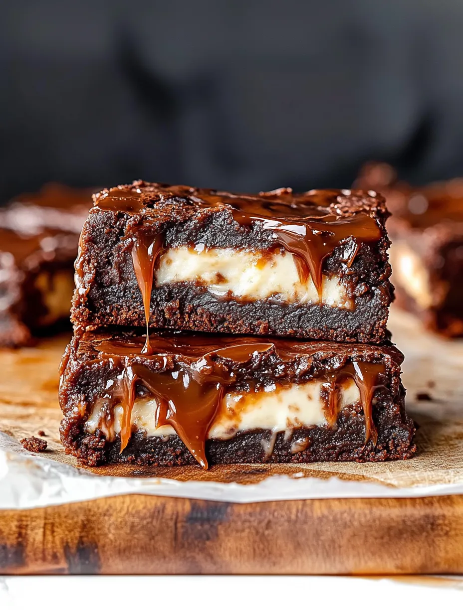 Brownies Caseiros de Cheesecake com Doce de Avelã e Caramelo