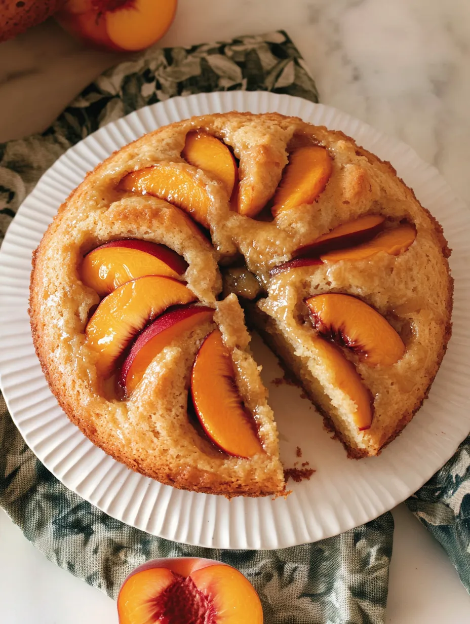 Bolo vegano de pêssego fácil