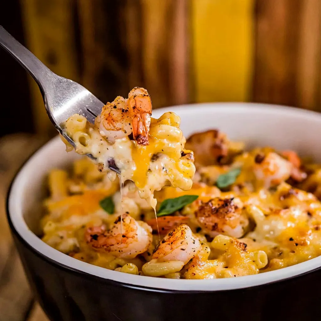 Camarão e Caranguejo Cajun com Mac e Queijo