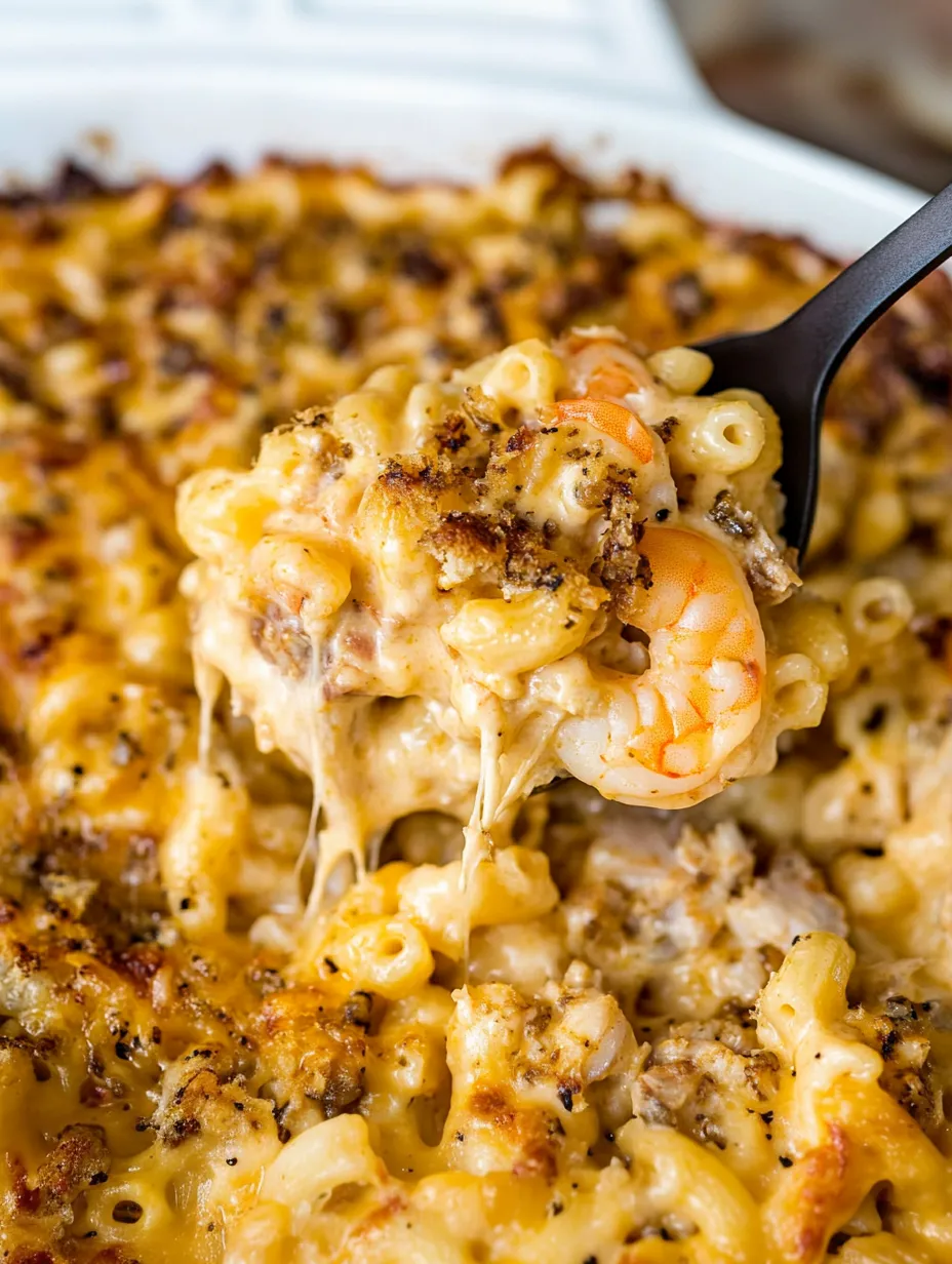 Receita Fácil de Macarrão com Queijo, Camarão e Caranguejo Cajun