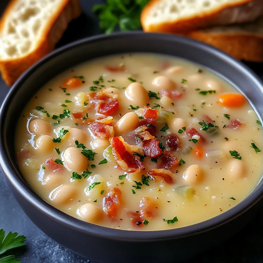 Sopa Fácil de Feijão Branco com Bacon