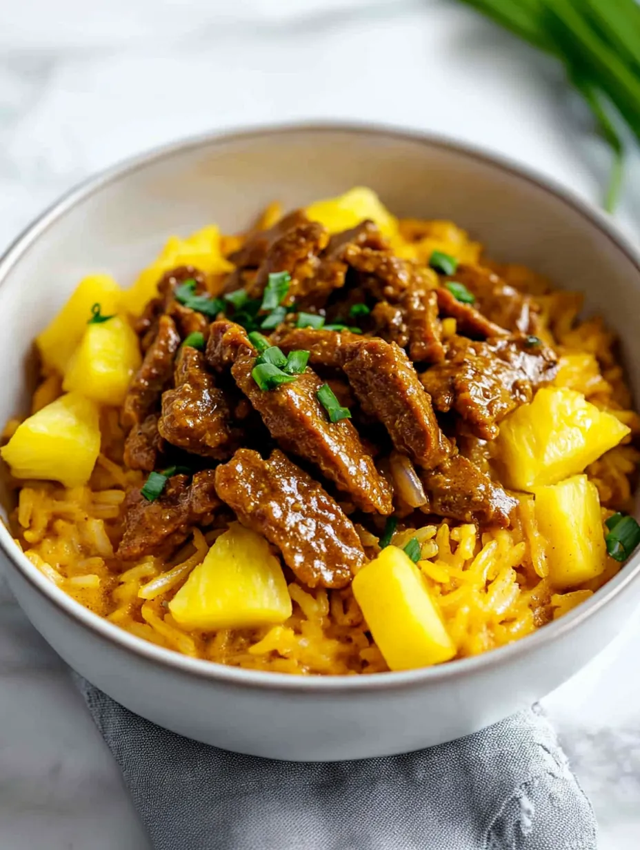 Caril de Seitan com Arroz de Abacaxi