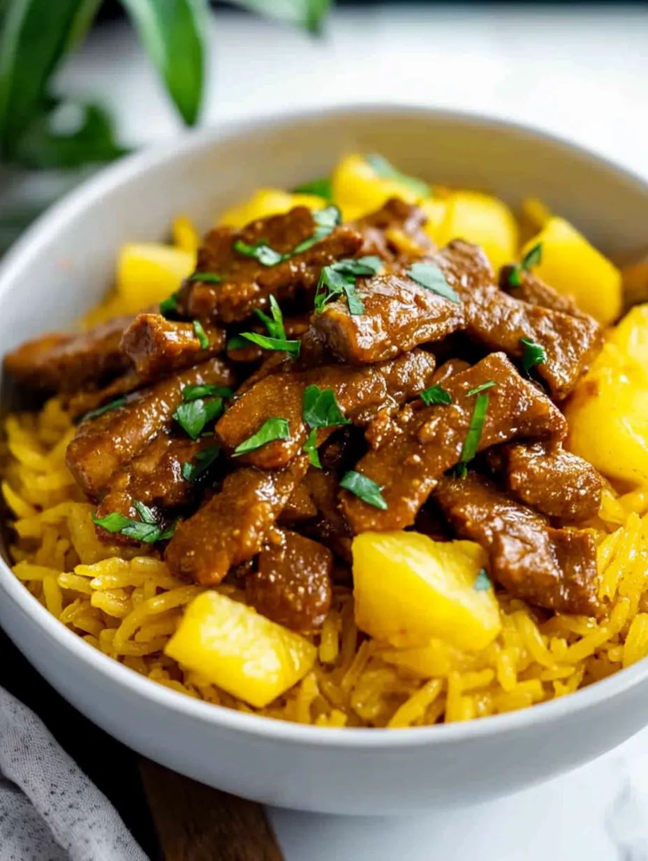 Caril de Seitan com Arroz de Abacaxi Super Saboroso