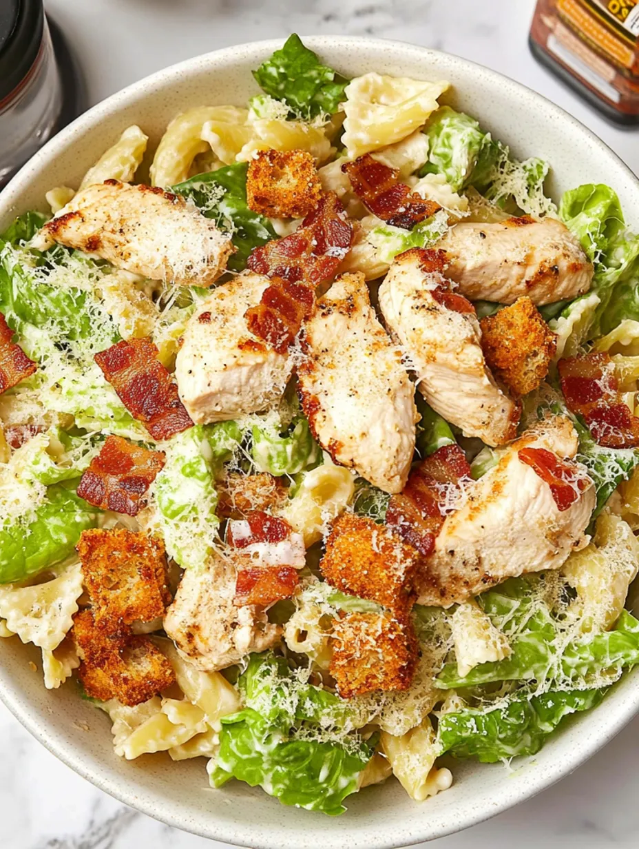 Salada de Frango Caesar com Massa