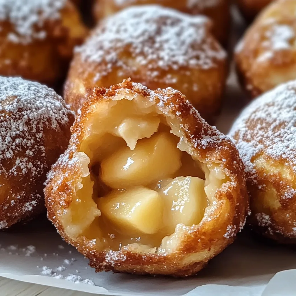 Bombas de Torta de Maçã em close