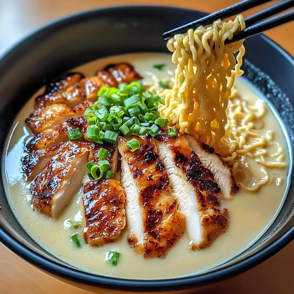 Lamen de Frango Picante com Molho Cremoso de Alho