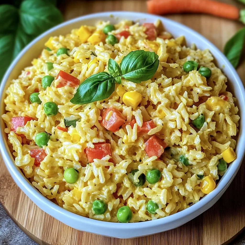 Salada colorida de arroz com curry