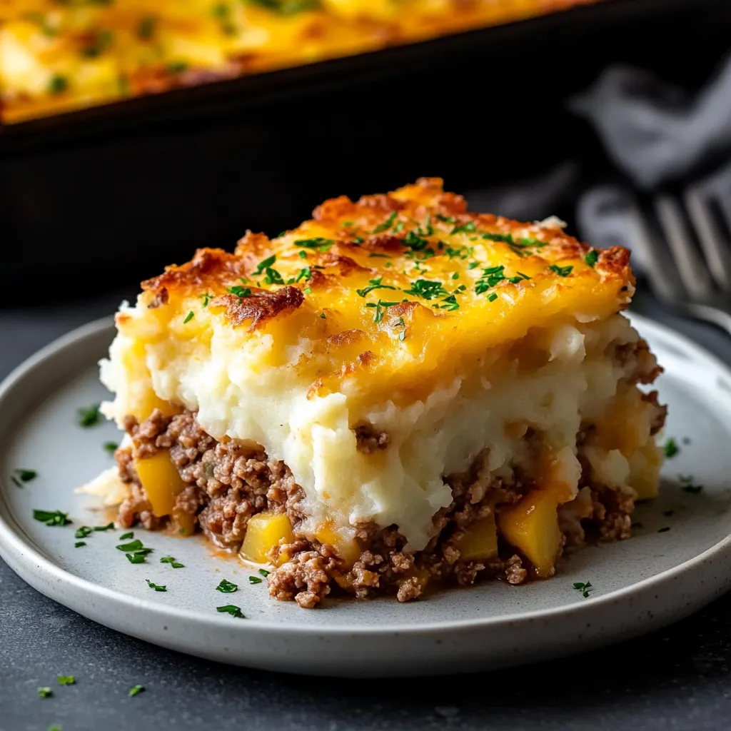Gratinado de Purê com Bolo de Carne
