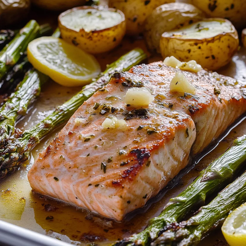 Salmão Assado com Manteiga de Alho