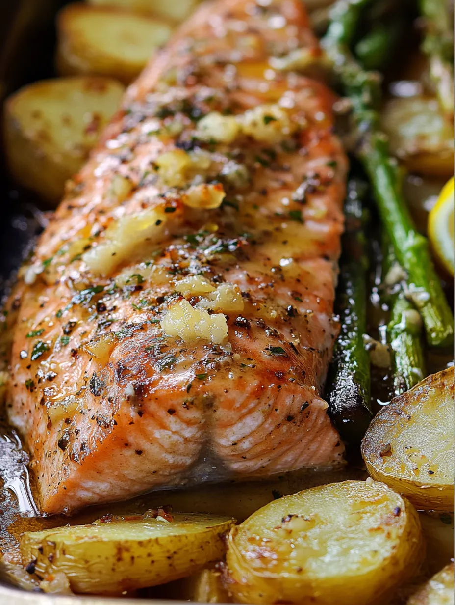 Salmão Assado com Manteiga de Alho