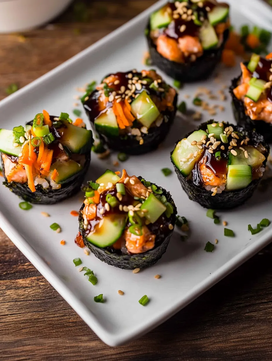 Spicy Baked Salmon Sushi Muffins