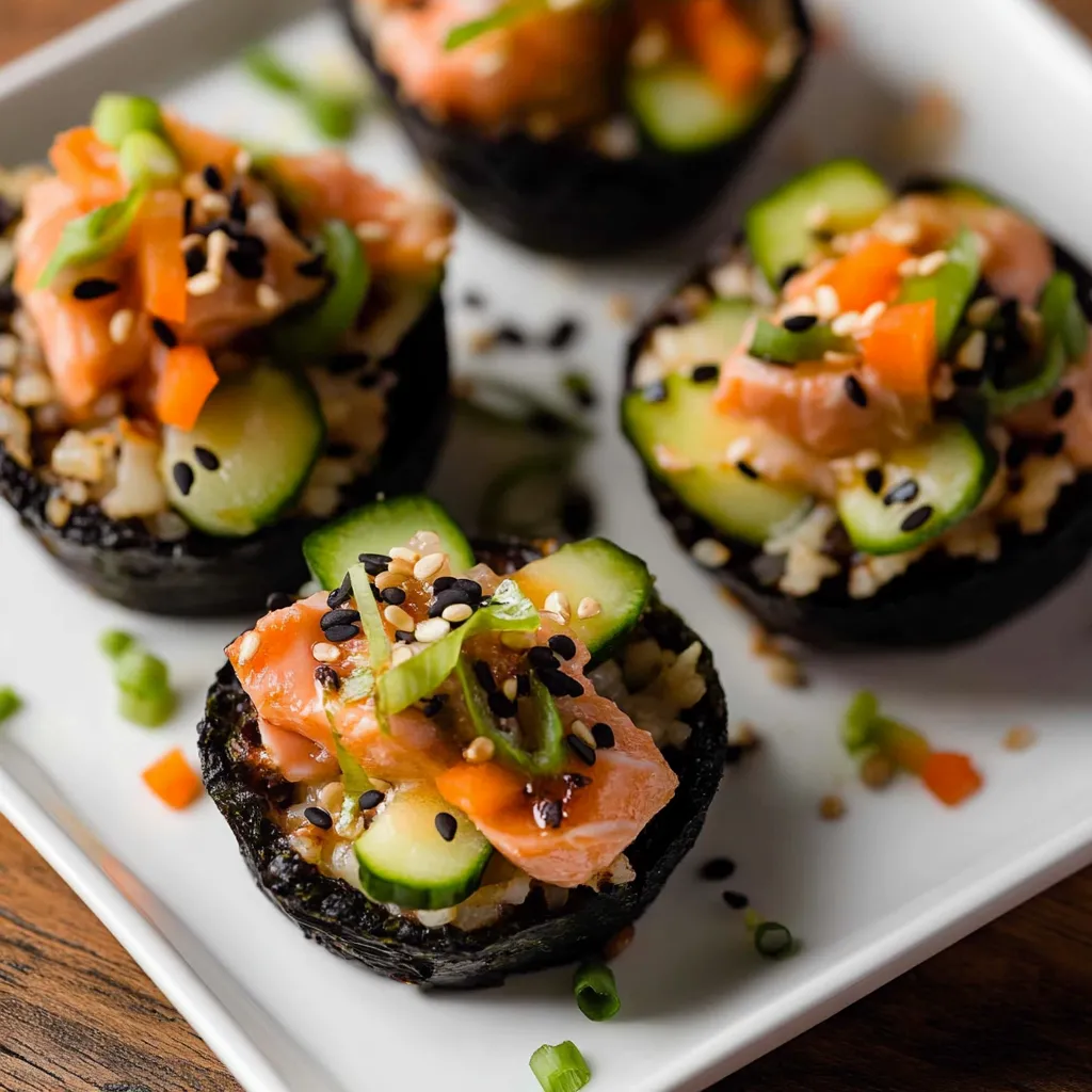 Receita de Muffins Sushi de Salmão Picante Assado