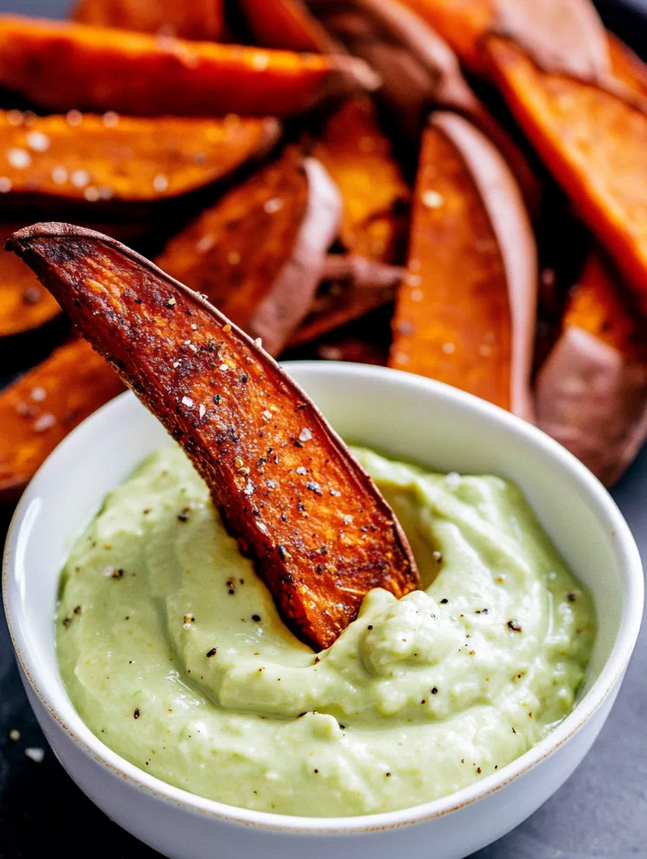 Palitos Crocantes de Batata-Doce com Molho de Abacate e Alho